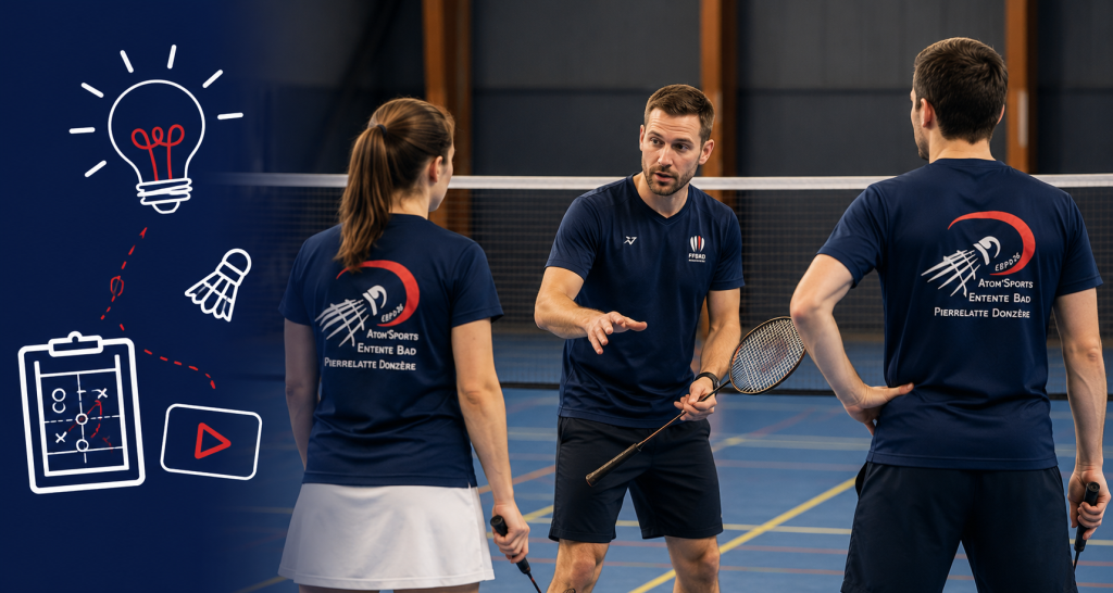 coach qui explique le badminton
