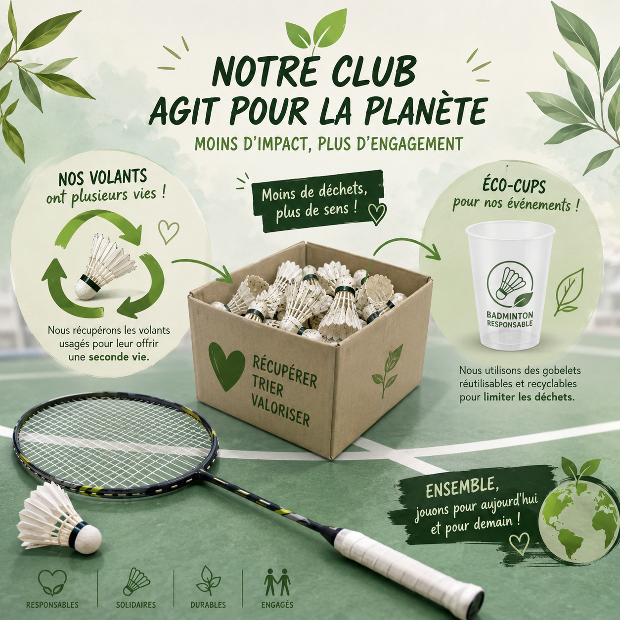 ecoresponsabilité club ebpd26 badminton pierrelatte donzere
